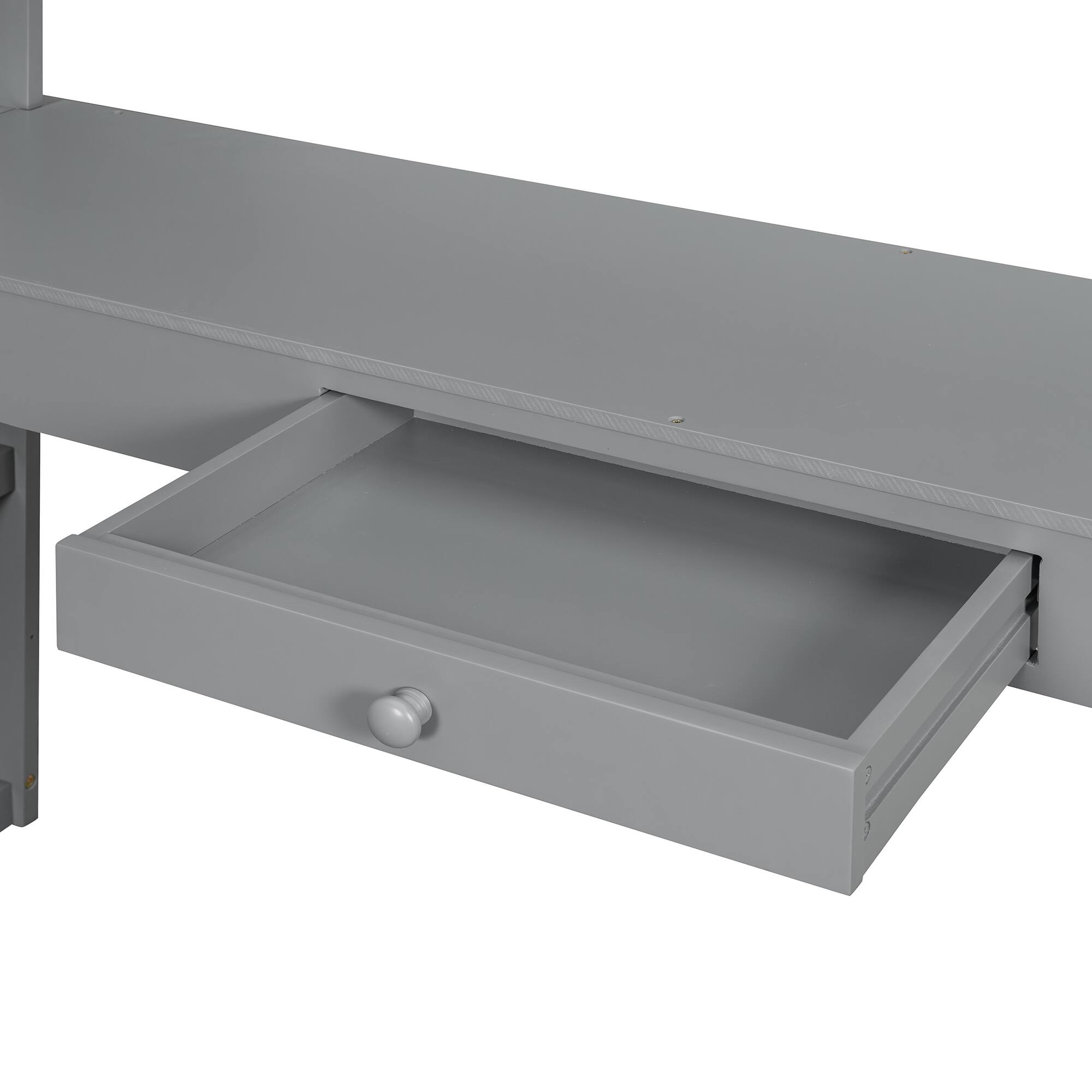 Alt View 3. Aukfa - Full Size Loft Bed with Ladder, Shelves, and Desk - Gray.