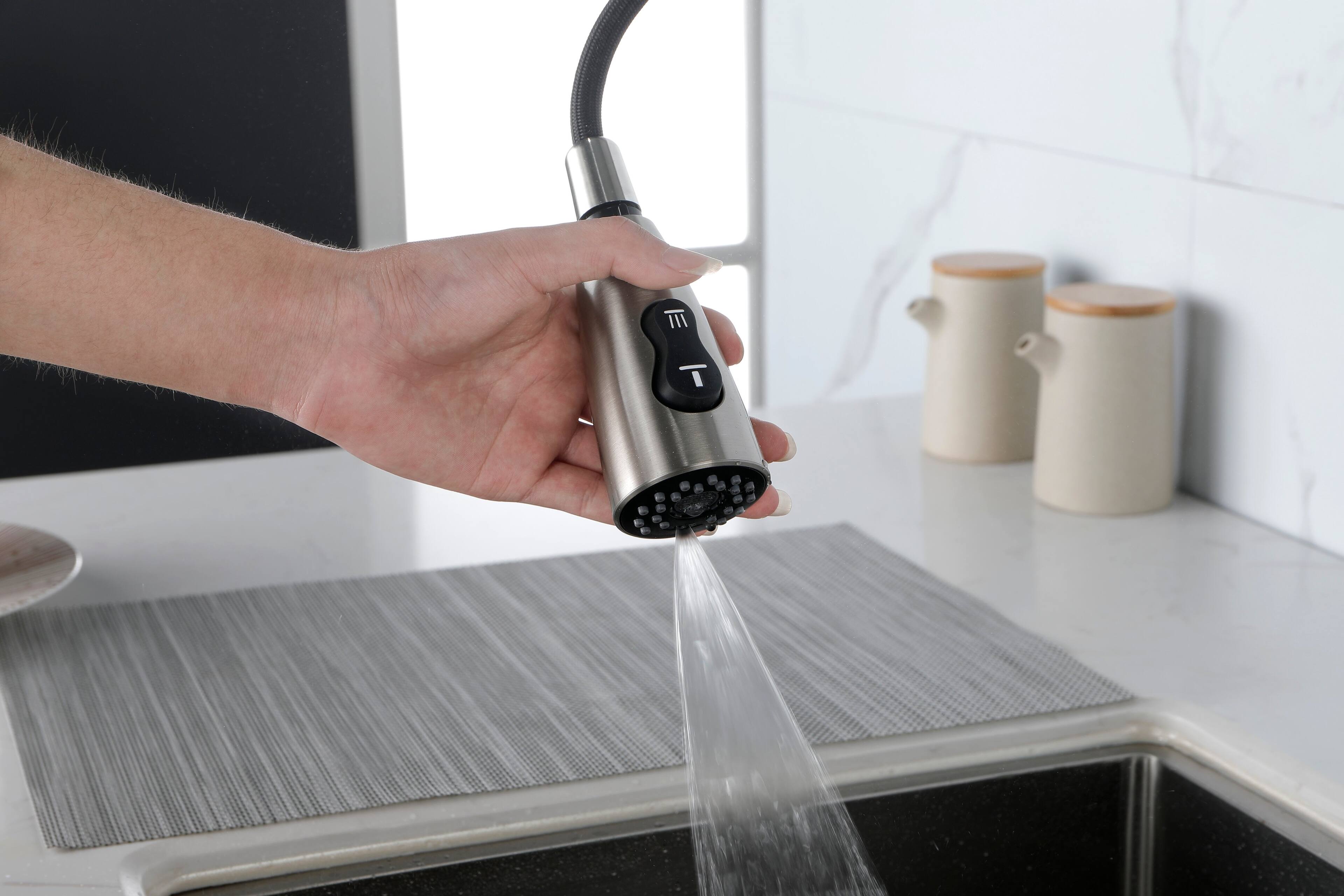 Alt View 1. Siljoy - Kitchen Faucet with Pull Down Sprayer Brushed Nickel High Arc Single Handle Commercial Stainless Steel Kitchen Faucets - Brushed Nickel.