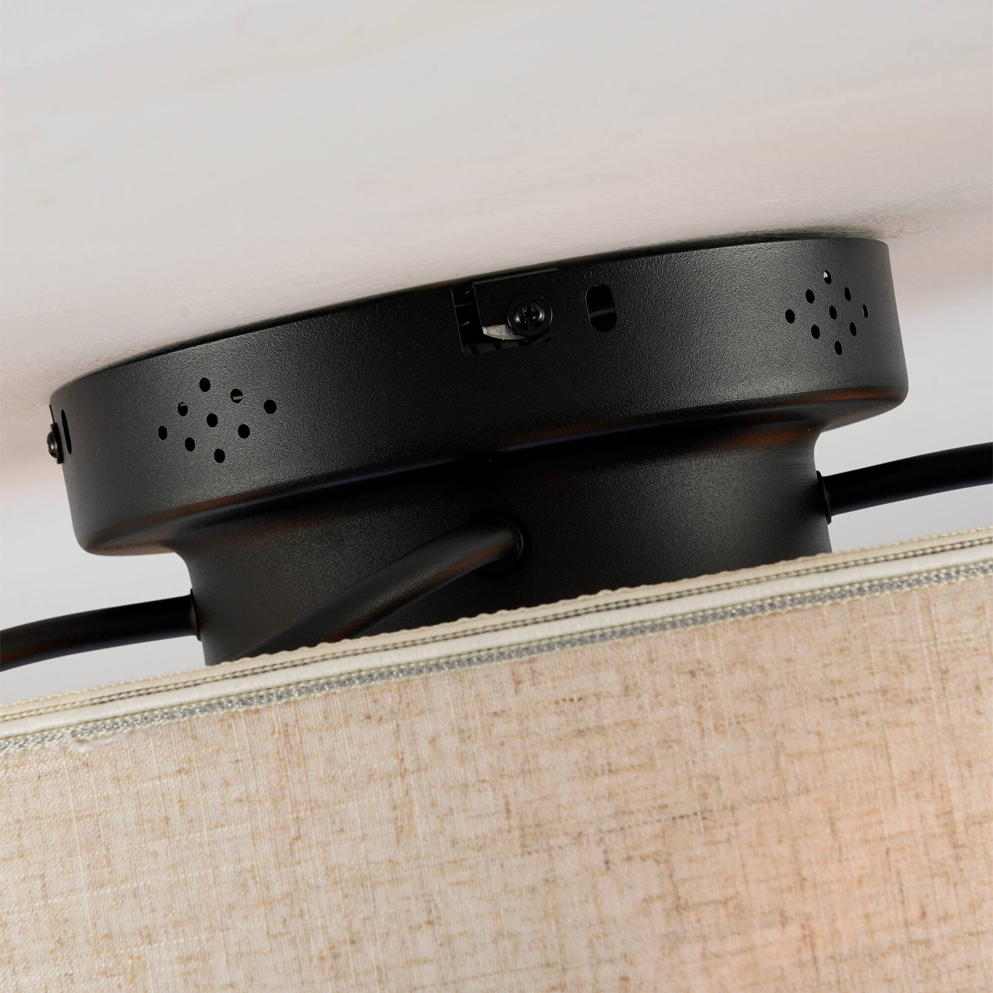 Alt View 5. Sofucor - 20" Caged Ceiling Fan With Light & Remote Low Profile Enclosed Farmhouse Bladeless Ceiling Fan Fans for Bedroom - Black 2.