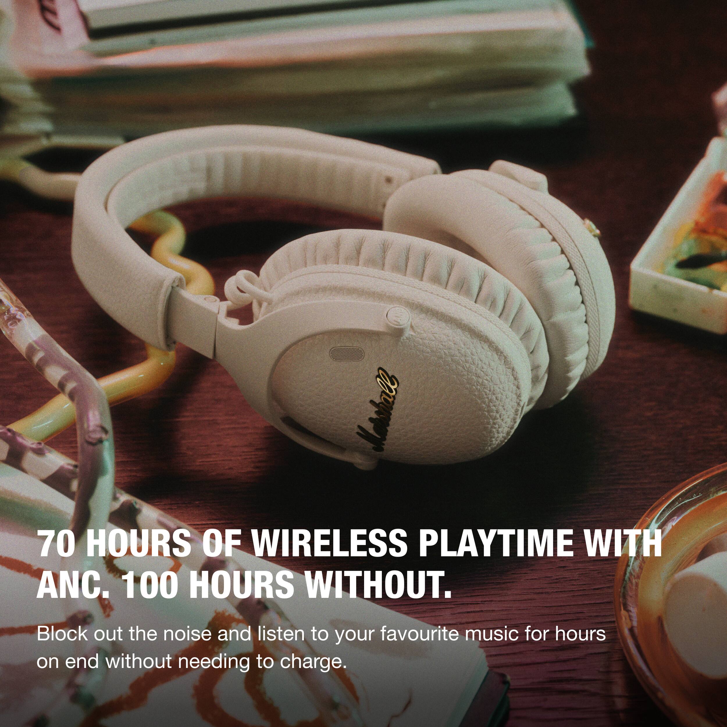 70 HOURS OF WIRELESS PLAYTIME WITH ANC. 100 HOURS WITHOUT.

Block out the noise and listen to your favourite music for hours on end without needing to charge.