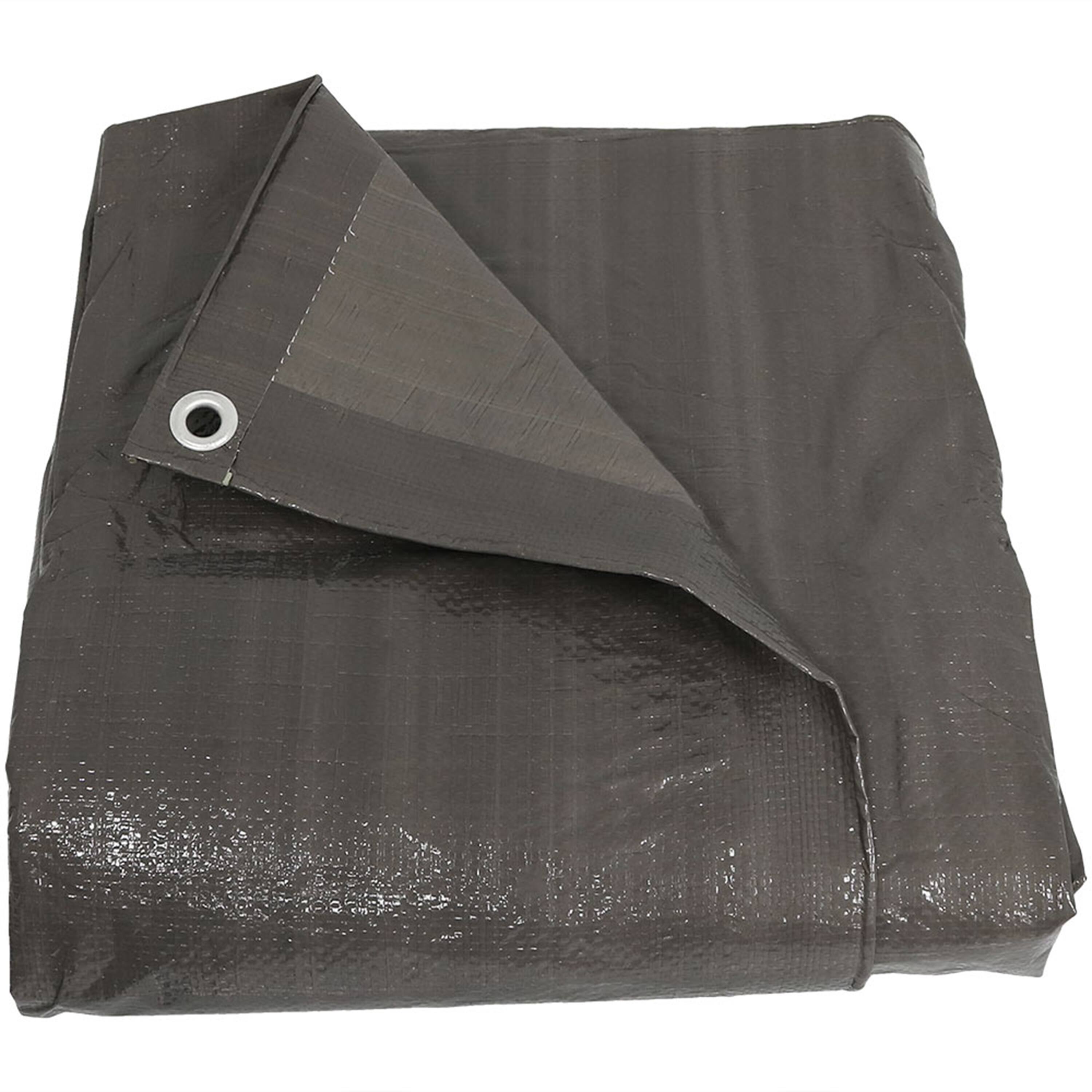 Front. Sunnydaze - Polyethylene Multi-Purpose Tarp - 8 ft x 10 ft - Dark Gray.
