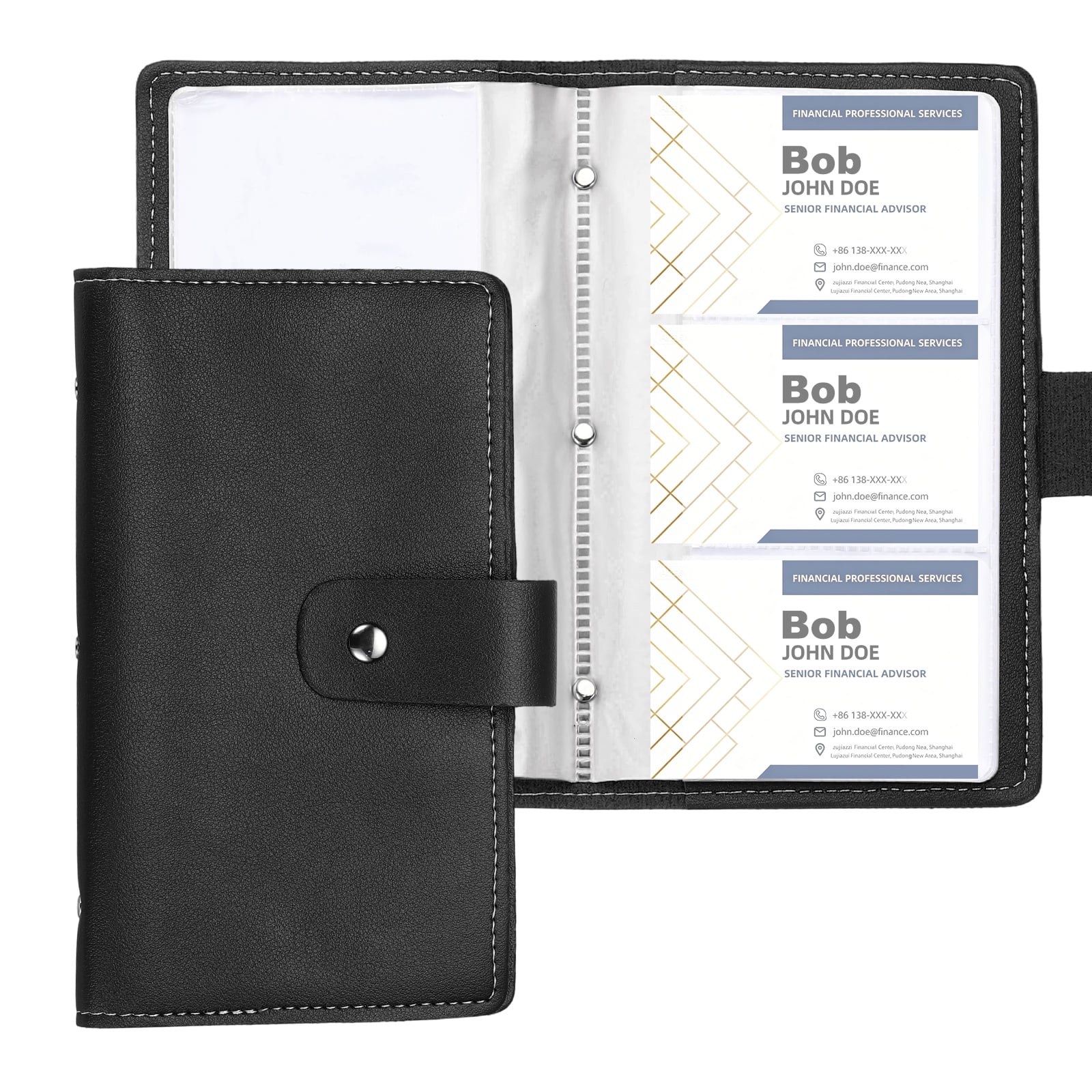"Unique Bargains - Business Card Holder 7x4"" Leather, 2pcs Professional, 96-Capacity Organizer Binder Booklet Storage for Credit ID - Black" price history on PriceWatchPro