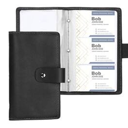 Unique Bargains - Business Card Holder 7x4" Leather, 2pcs Professional, 96-Capacity Organizer Binder Booklet Storage for Credit ID - Black