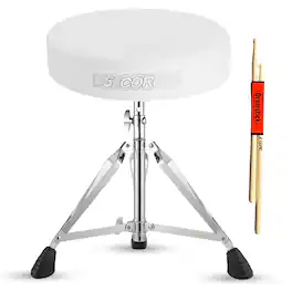 5 CORE - Drum Throne 3" Thick Padded Comfortable Guitar Stool Drummer Chair Adjustable Musician Seat - White