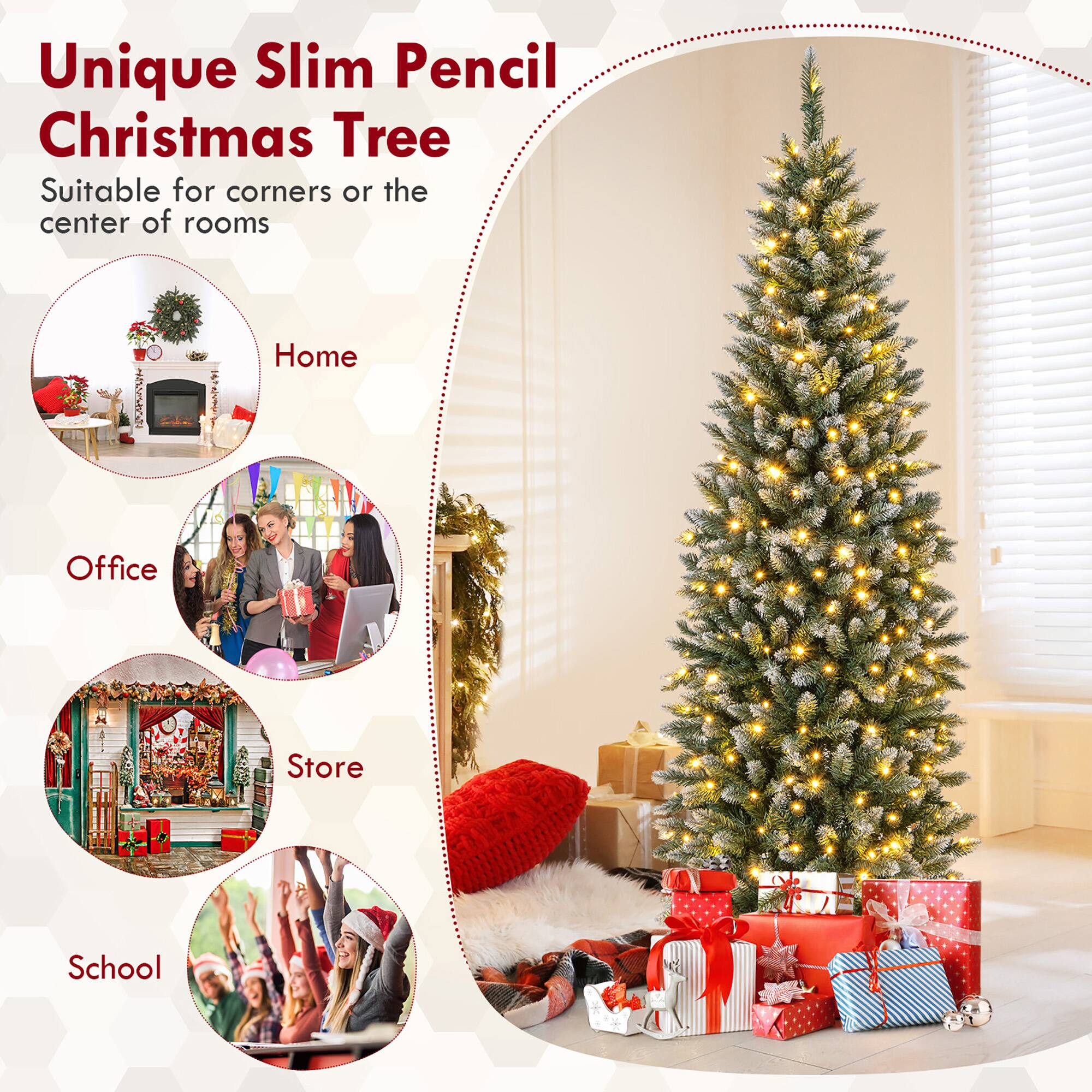 Unique Slim Pencil Christmas Tree  
Suitable for corners or the center of rooms  

Home  
Office  
Store  
School