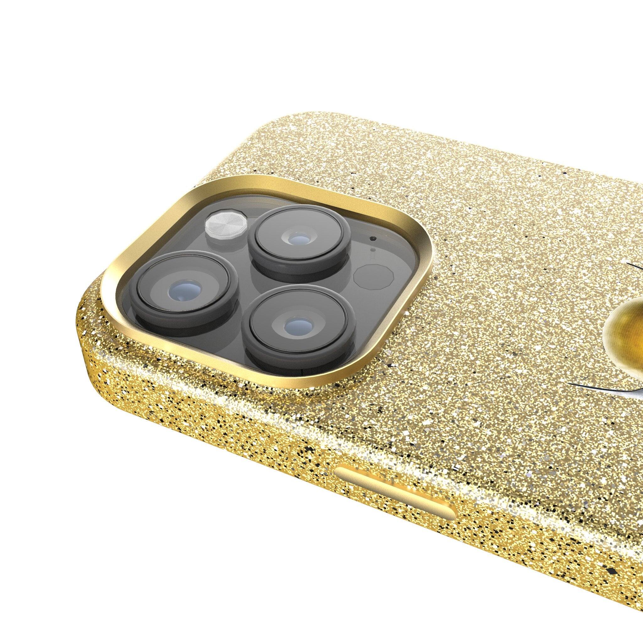 Back. Keyscaper - Marvel Badge Gold Bling Phone Case - Apple iPhone 14 Pro - Deadpool Wolverine 2.