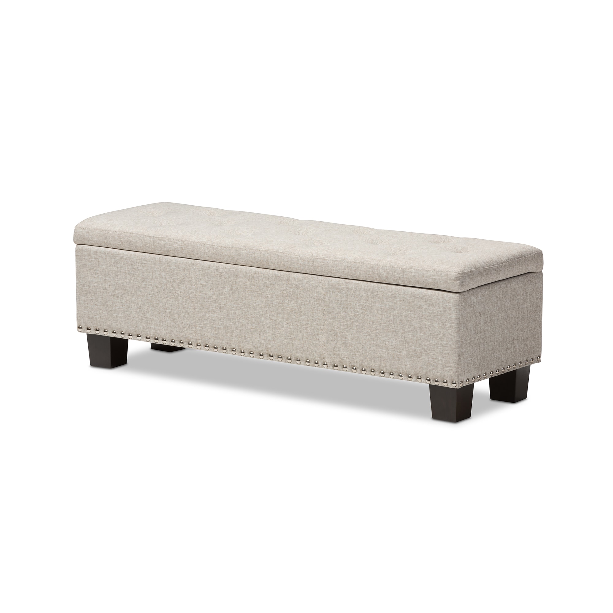 Baxton Studio - Hannah Modern and Contemporary Fabric Upholstered Button-Tufting Storage Ottoman Bench - Beige