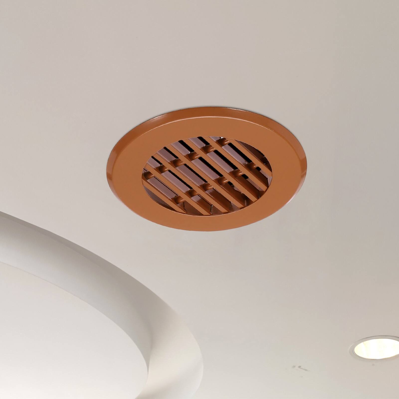 Alt View 4. Unique Bargains - 12 Inch Round Ceiling Diffuser, Aluminum Register Circular Outlet Soffit Vent for HVAC Bathroom Kitchen Garage - Brown.
