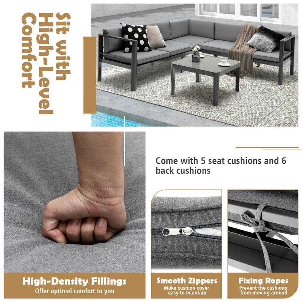 Sit with High-Level Comfort

- Come with 5 seat cushions and 6 back cushions
- High-Density Fillings: Offer optimal comfort to you
- Smooth Zippers: Make cushion cover easy to maintain
- Fixing Ropes: Prevent the cushions from moving around