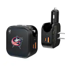 Keyscaper - Columbus Blue Jackets 2-in-1 USB A/C Charger - Black