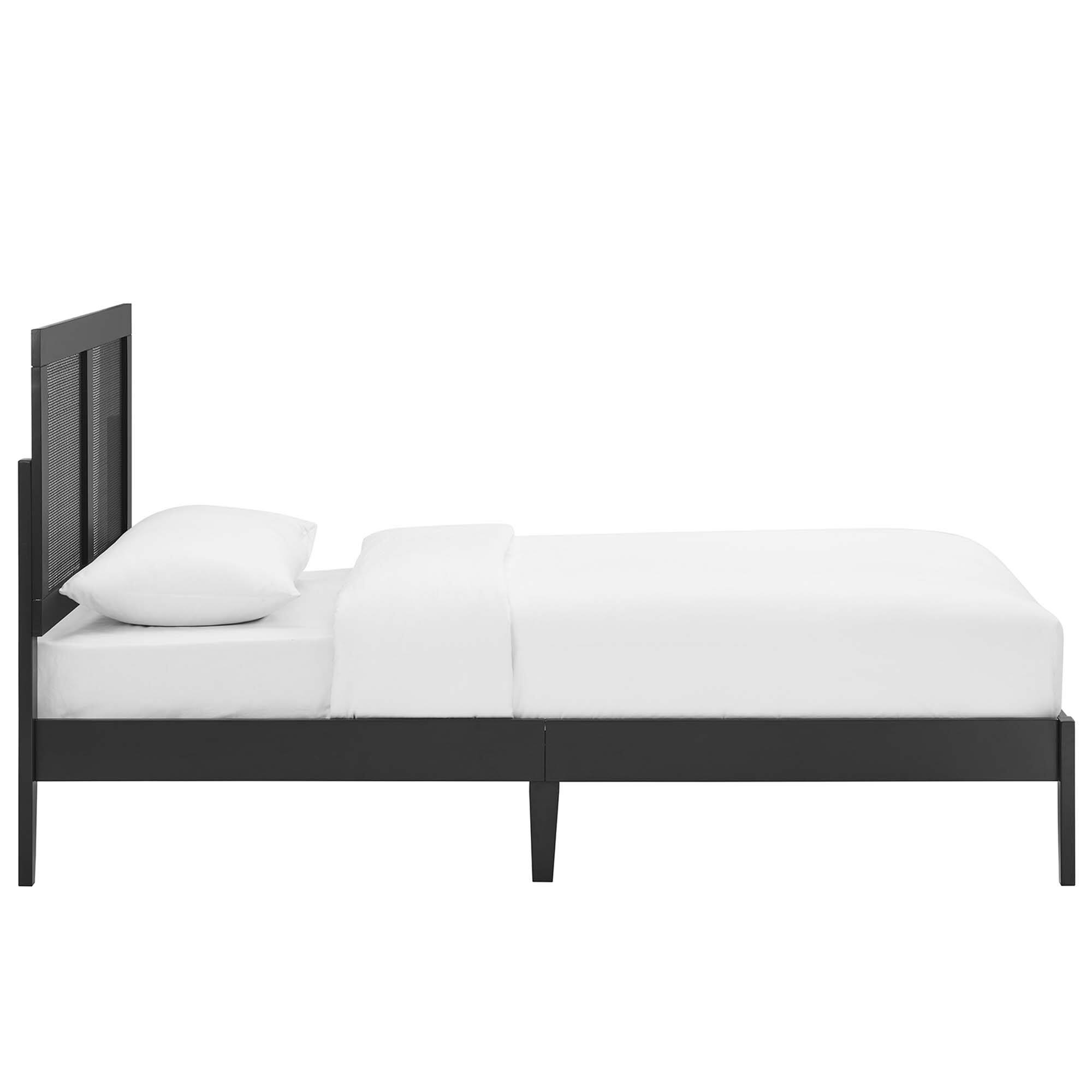 Alt View 4. Modway - Sirocco Rattan and Wood Twin Platform Bed - Black.