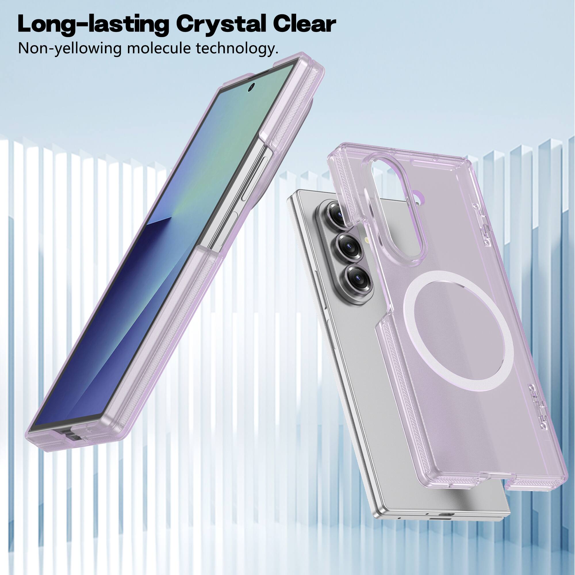 Long-lasting Crystal Clear  
Non-yellowing molecule technology.