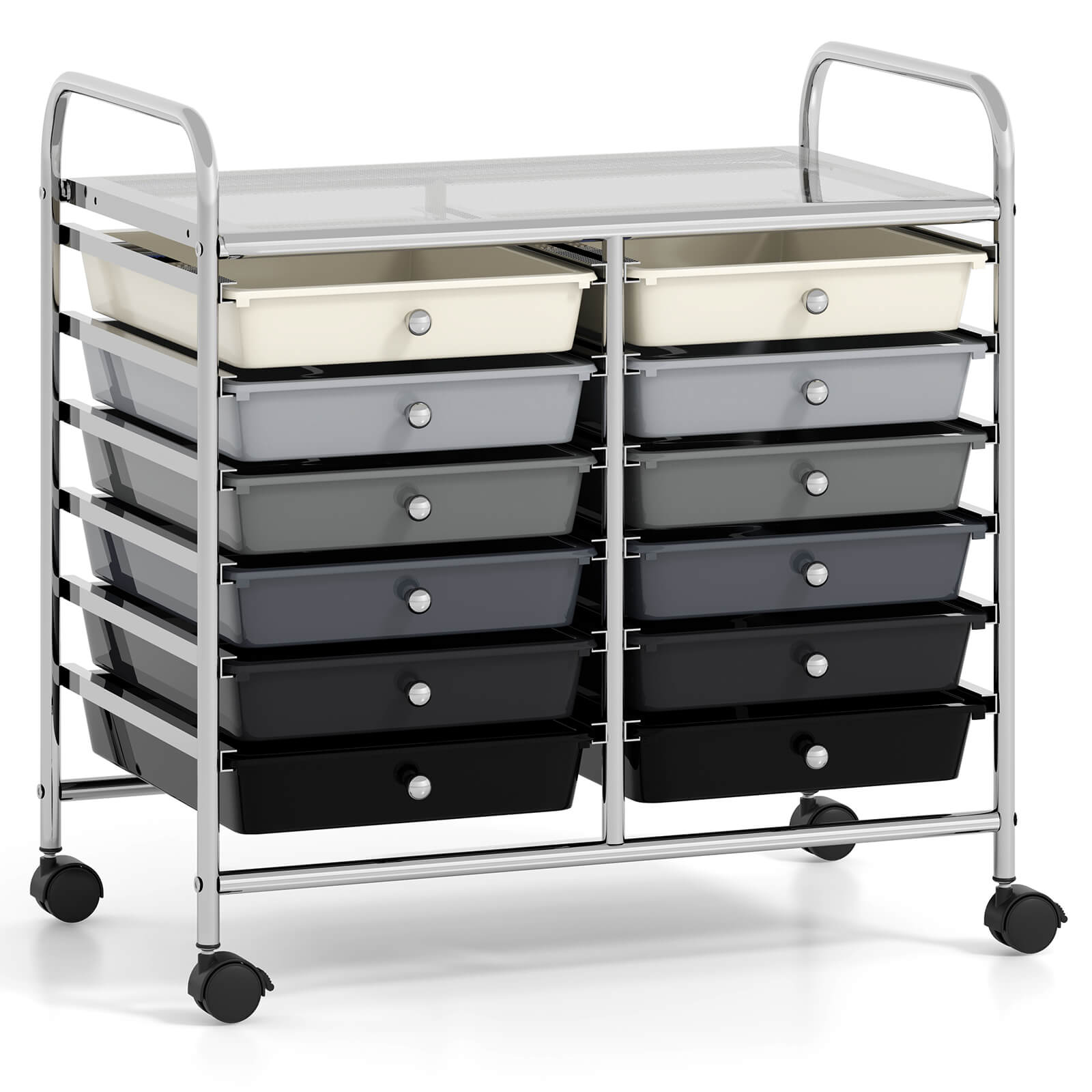 Front. Costway - Costway 12 Drawers Rolling Cart Storage Scrapbook Paper Studio Organizer Bins - Gray.