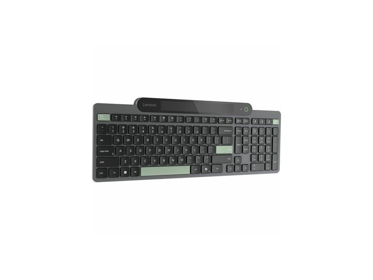 Lenovo - Self-Charging Bluetooth Keyboard - 108 Keys - Windows 10/11 - Recycled Plastic - Black