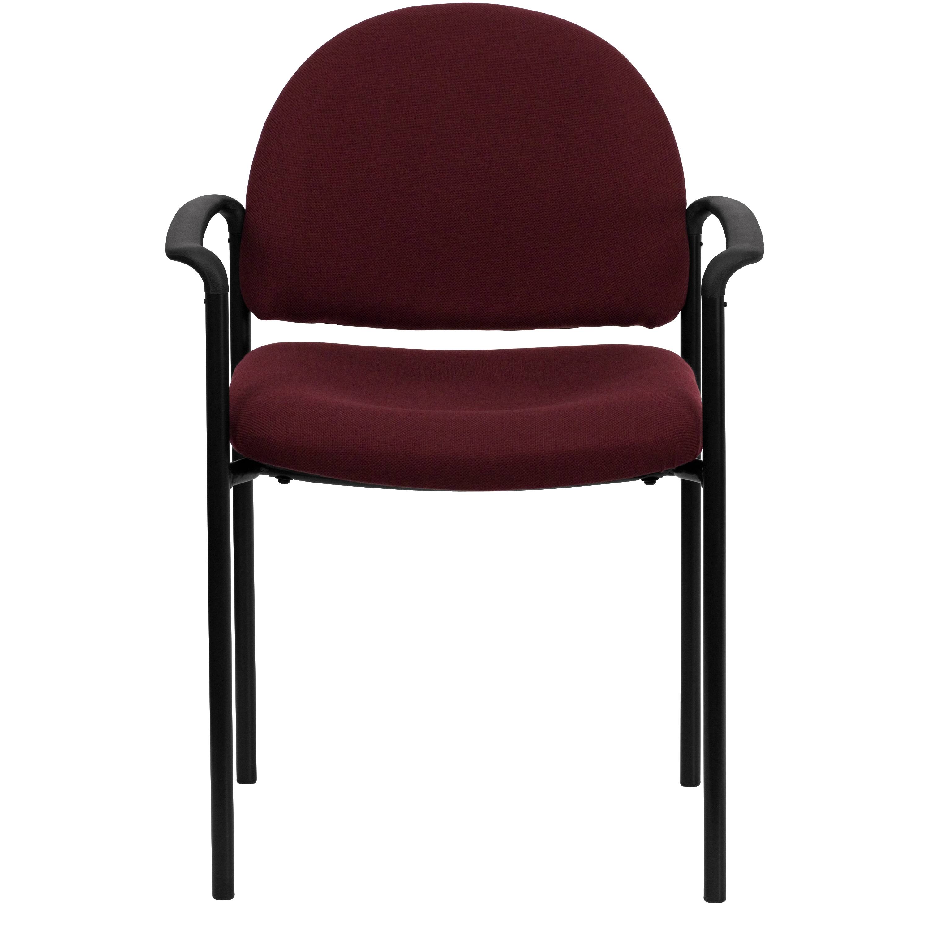 Alt View 7. Emma + Oliver - Comfort Stackable Steel Side Reception Chair with Arms - Burgundy Fabric.