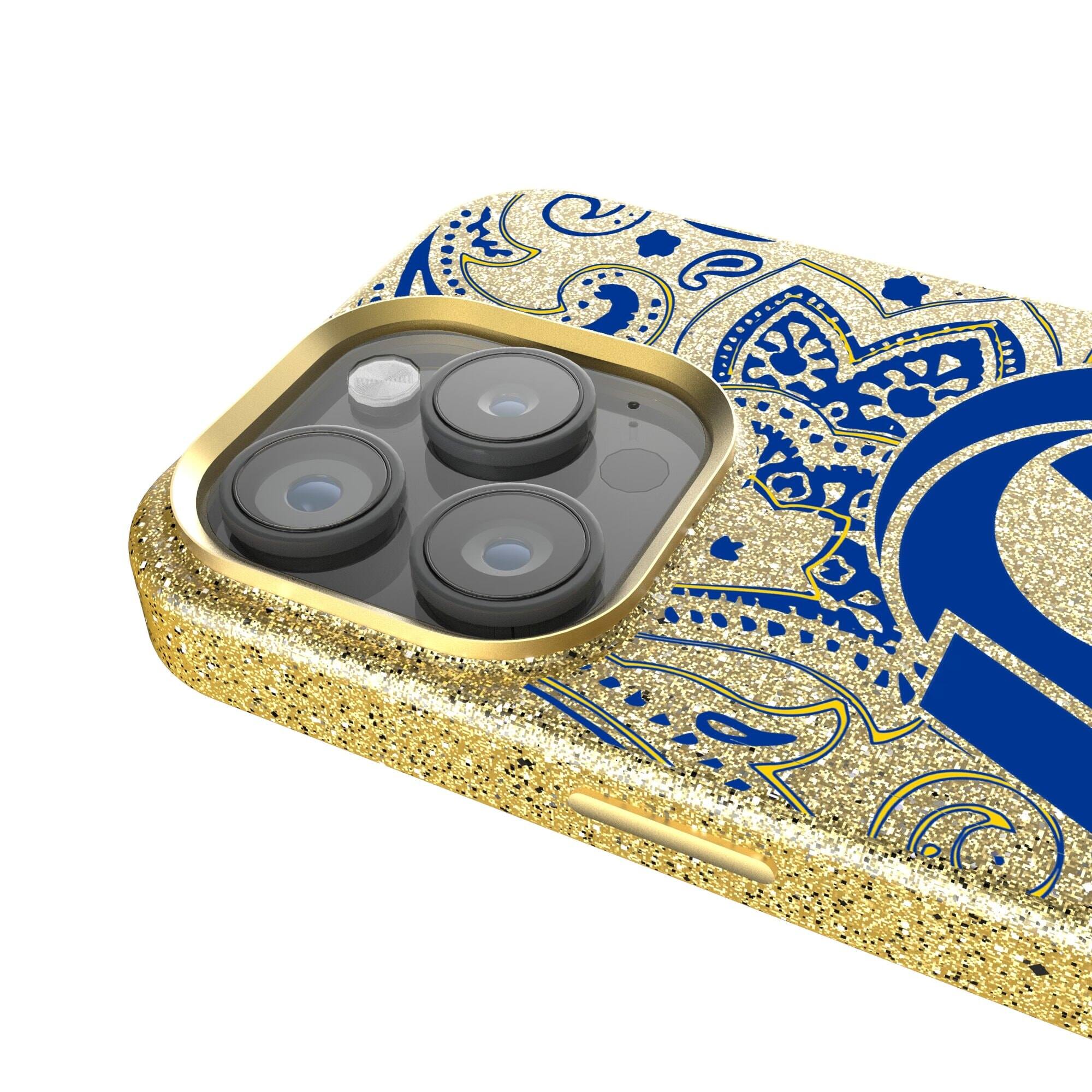 Alt View 2. Keyscaper - Los Angeles Rams Paisley Bling iPhone Case - 15 Pro - Gold.