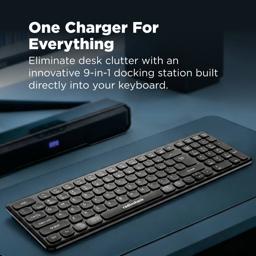 One Charger For Everything  
Eliminate desk clutter with an innovative 9-in-1 docking station built directly into your keyboard.