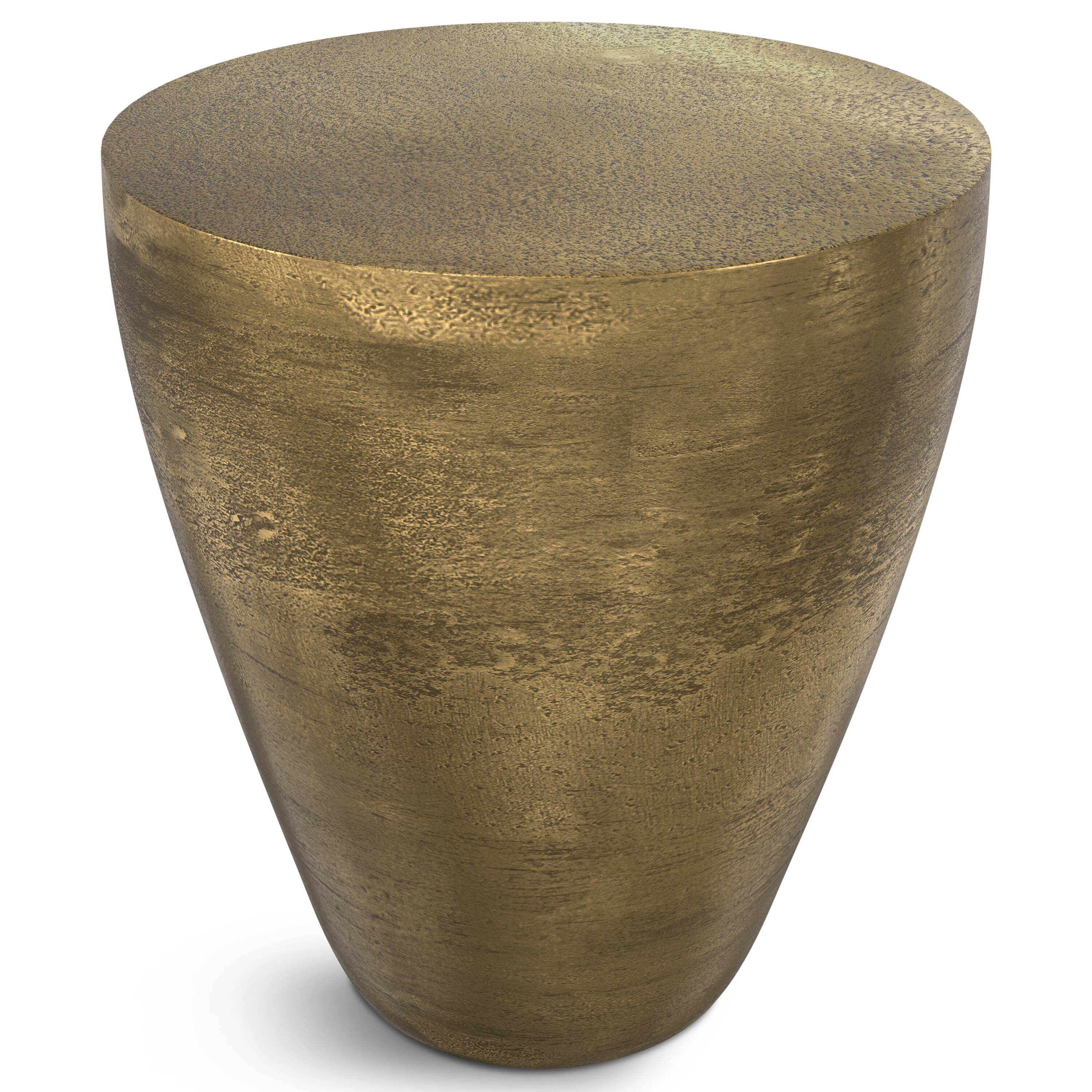 Alt View 1. Simpli Home - Cavan Contemporary 17 inch Wide Cast Aluminum Side Table in Antique Brass, Fully Assembled - Antique Brass.