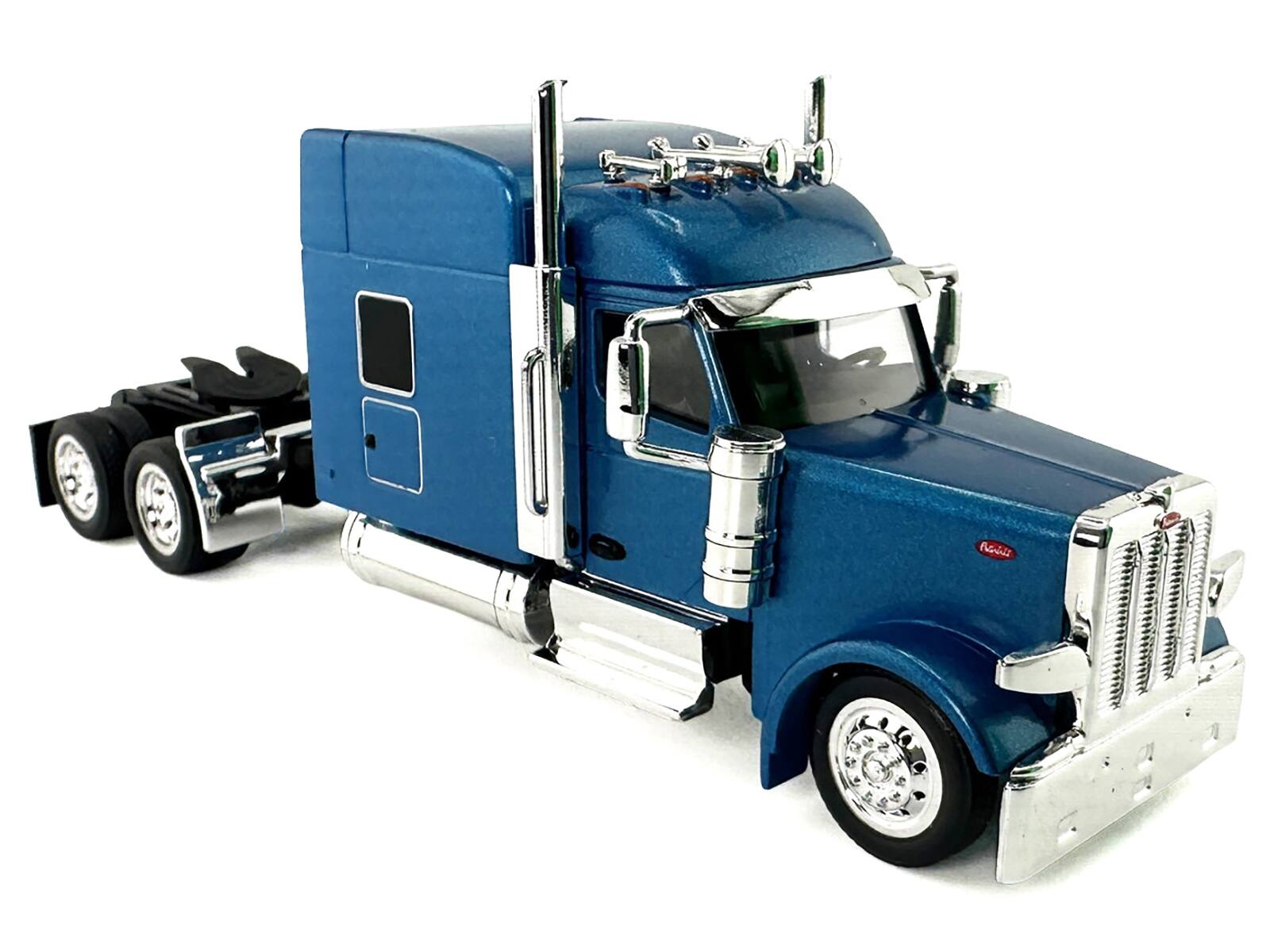 Alt View 1. HO Logistics Replicas - Peterbilt 589 with Stand Up Sleeper Cab Blue Metallic 1/87 (HO) Scale Plastic Model Car by HO Logistics.