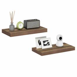 Furinno - TANNA Floating Shelves for Wall Set of 2, 12 x 24 Wall Shelf, Wall Mounted Shelf with Invisible Bracket, 2-in Thick - Retro Brown