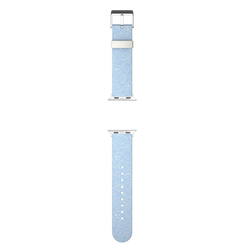 Left. MobyFox - Silicone Watch Band for Apple Watch, Sweat & UV-Resistant, Stainless Steel Buckle, Compatible with All Series - Blue.