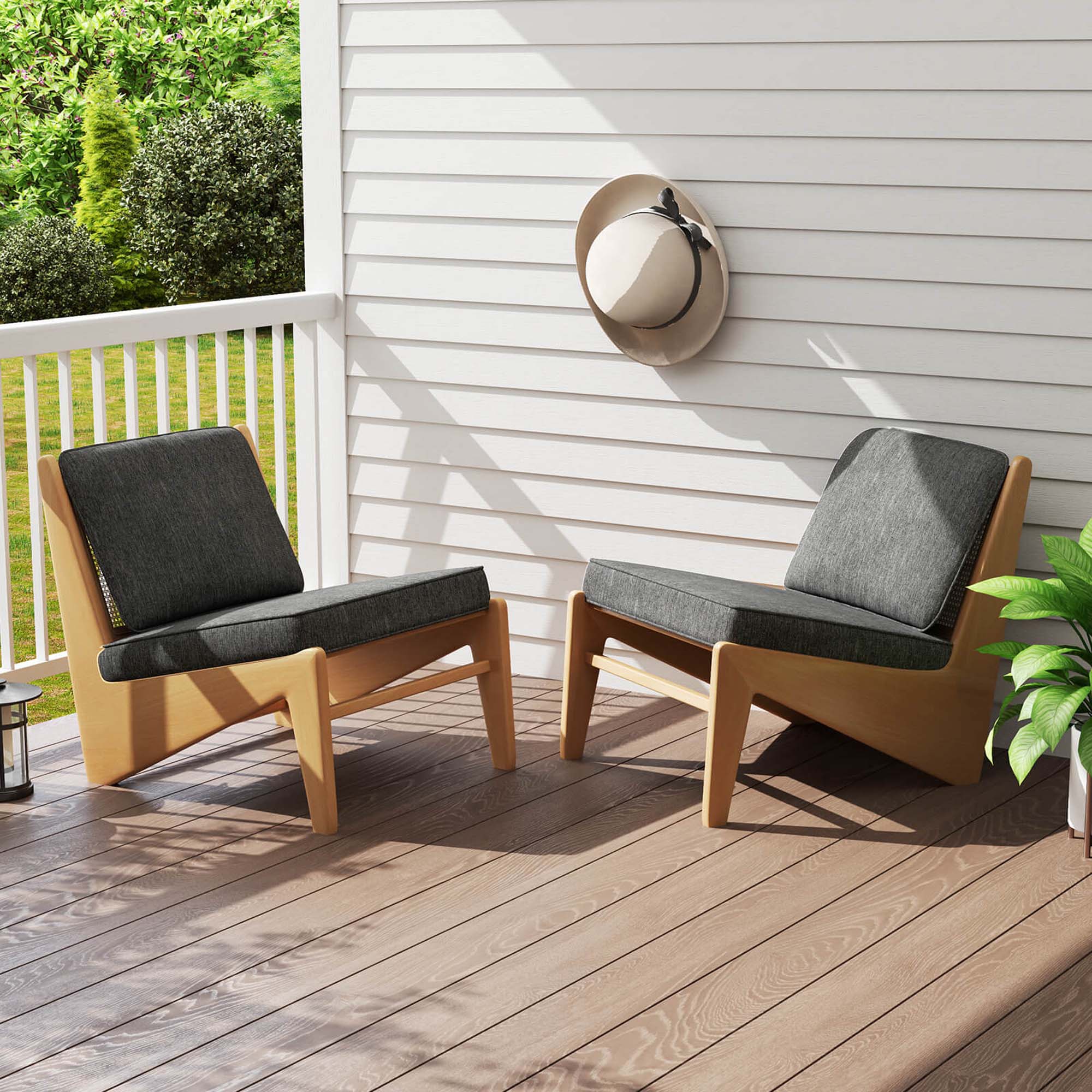 Alt View 3. Costway - Costway 2-Pack 24" x 24" Deep Seat Cushion & Back Pillow with Removable Covers Outdoor - Gray.