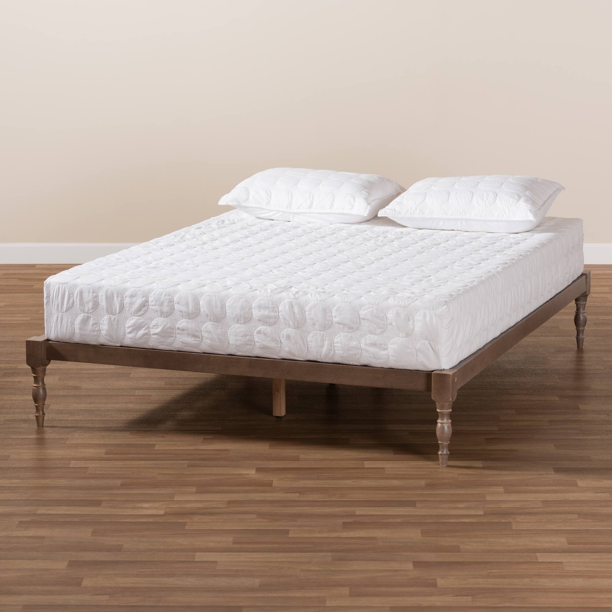 Alt View 2. Baxton Studio - Iseline Modern and Contemporary Antique Oak Finished Wood Queen Size Platform Bed Frame - Antique Oak.