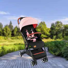 Hivvago - Compact Lightweight Travel Stroller for Toddlers Portable Airplane-Friendly Baby Stroller - Pink