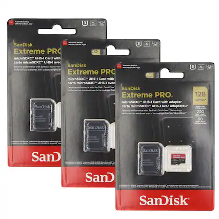 Automatic Backup with The SanDisk App 3 - Autoratic Sackup SanDisk with the Srcea Apu 3 Extreme PRO microSDXC UHS-I Card with carte microSDXC UHS-I avec Extroma portormance with SanDisi* QuickFlow SanDisk Automatic Backup 3 wth te Sarcha ACK Performances extrmes avec la technologie Sar Extreme PRO microSDXC UHS-I Card with carte microSDXC UHS-I avec Extrme performance with SanDisk QuickFlow SanDisk Performances extrmes avec la technologie San Extreme PRO 128 GBVGo* microSDXC UHS-I Card with adapter SanDisk carte microSDXC UHS-I avec adaptateur SPETO Cidae Aa Extreme performance with SanDisk QuickFlow Technology 200 Performances extrmes avec la technologie SanDisk QuickFlow M ENIGHeSO SH ADAPTER 90 microSOXC SanDisk microso microSDHC ADAPTER ampatza ASIA Poleman RACS - - mmtr to nicroSOxc - SAa -o RO-REACER - . Estrean - SanDisk SanD kanXisk Estrema PSPO icrOso 129m nd