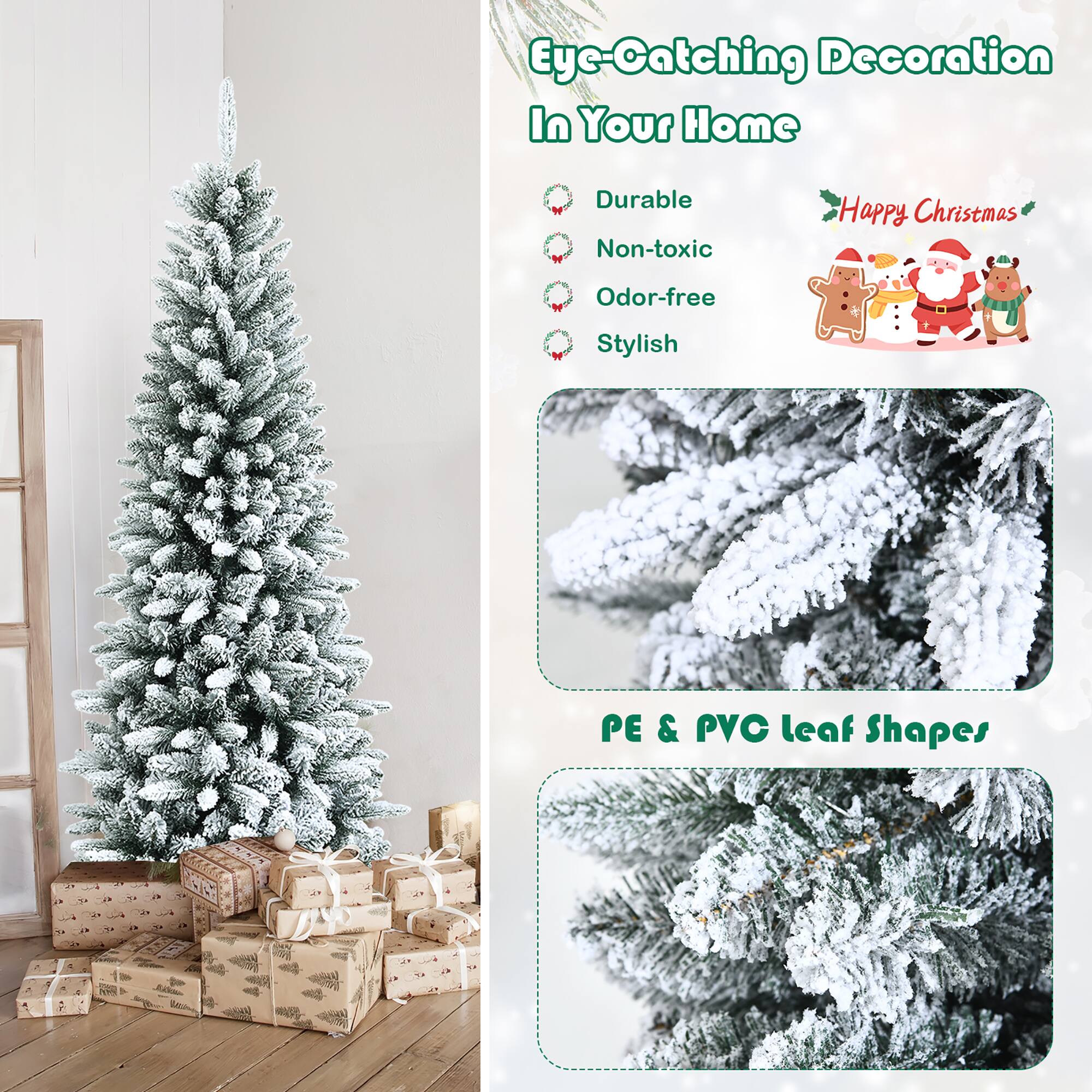 Eye-catching Decoration in Your Home Durable Non-toxic Happy Christmas Odor-free Stylish PE & PVC Leaf Shapes