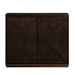 Kadyn - Mid-Century V-Shape Narrow Sideboard and Storage Cabinet - Dark Walnut - Brown