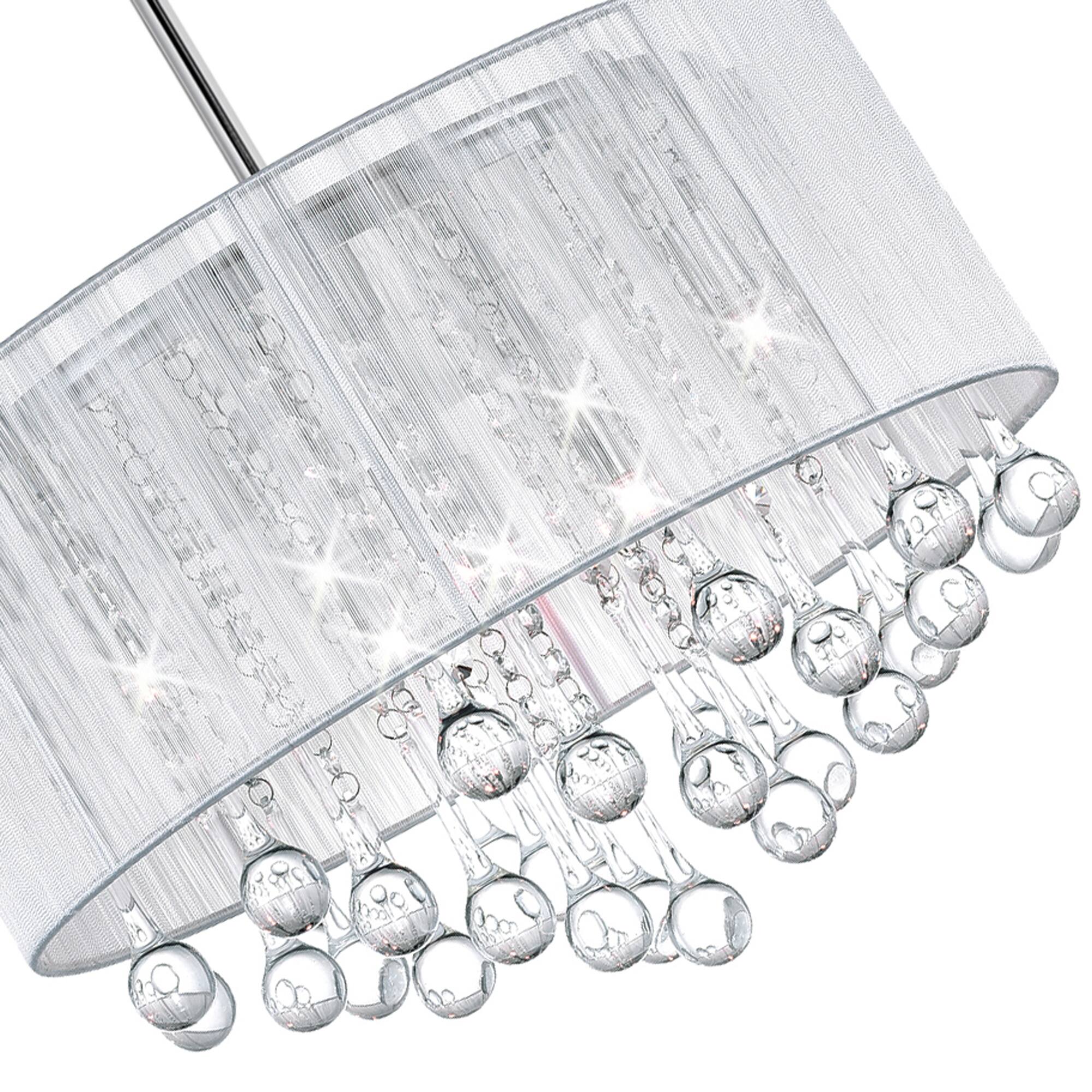 Left. CWI Lighting - Water Drop 6 Light Drum Shade Chandelier With Chrome Finish - Chrome.