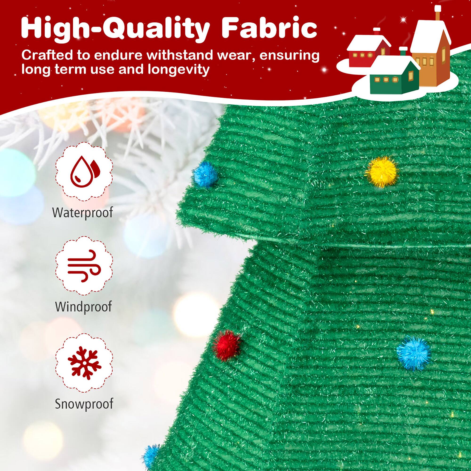 High-Quality Fabric  
Crafted to endure withstand wear, ensuring long term use and longevity  

Waterproof  
Windproof  
Snowproof