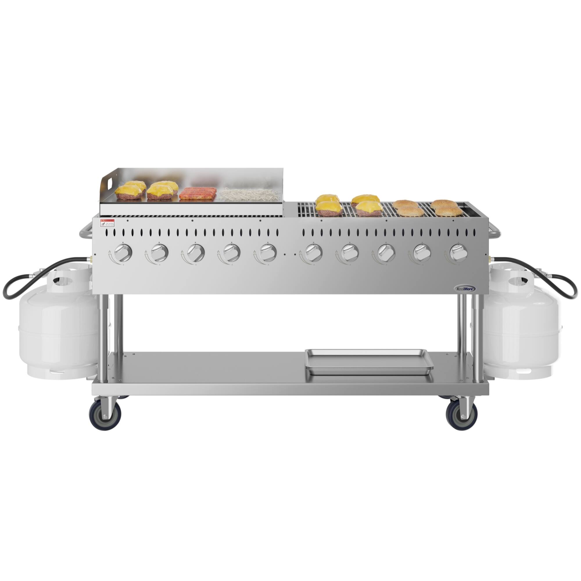 Koolmore - 72 in. Commercial Outdoor Propane Gas Grill with 36 in. Griddle in Stainless-Steel, ETL Listed (CGKIT7-G36) - Stainless Steel
