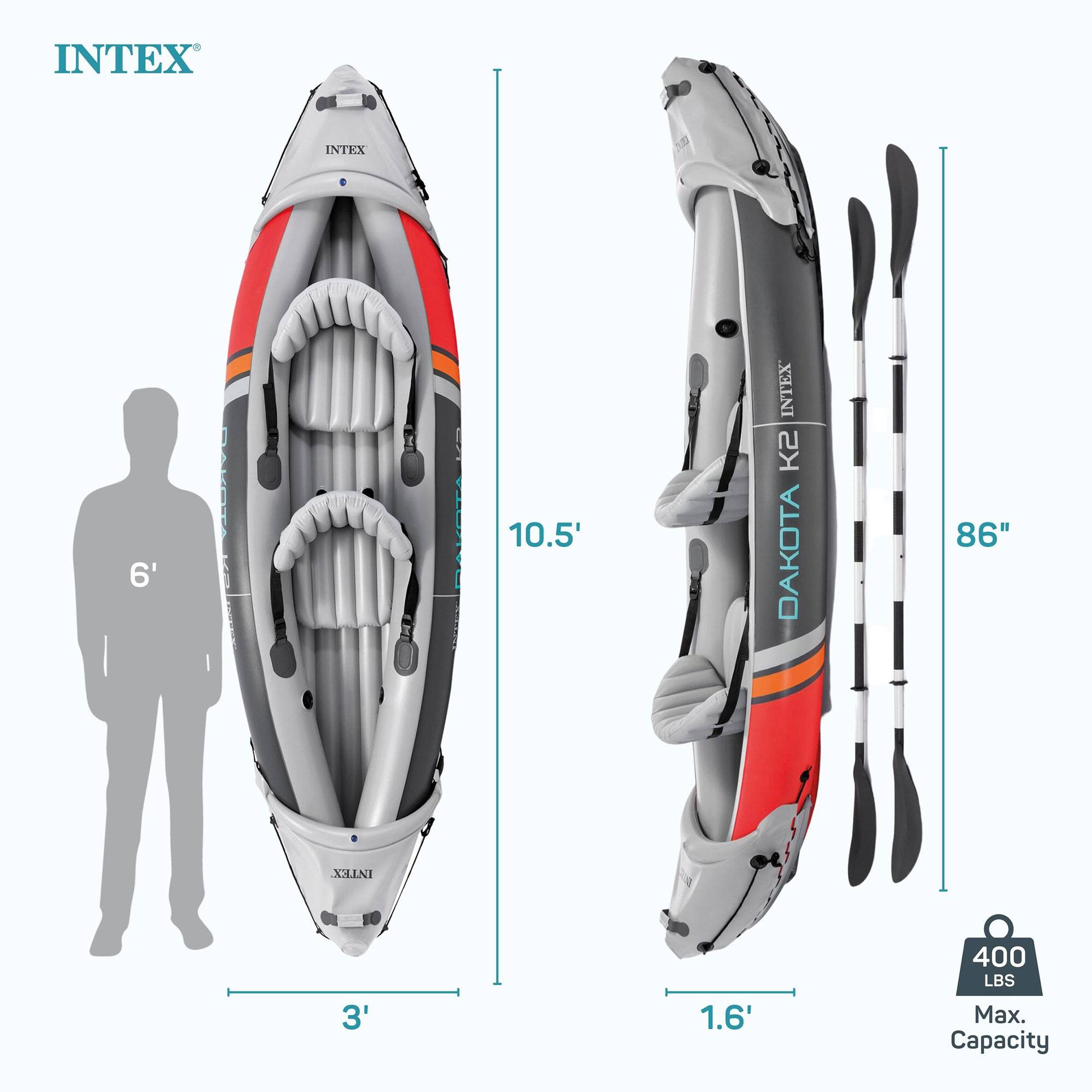INTEX K2 DAKOTA 86" X 10.5' 3' 1.6' 400 LBS Max. Capacity