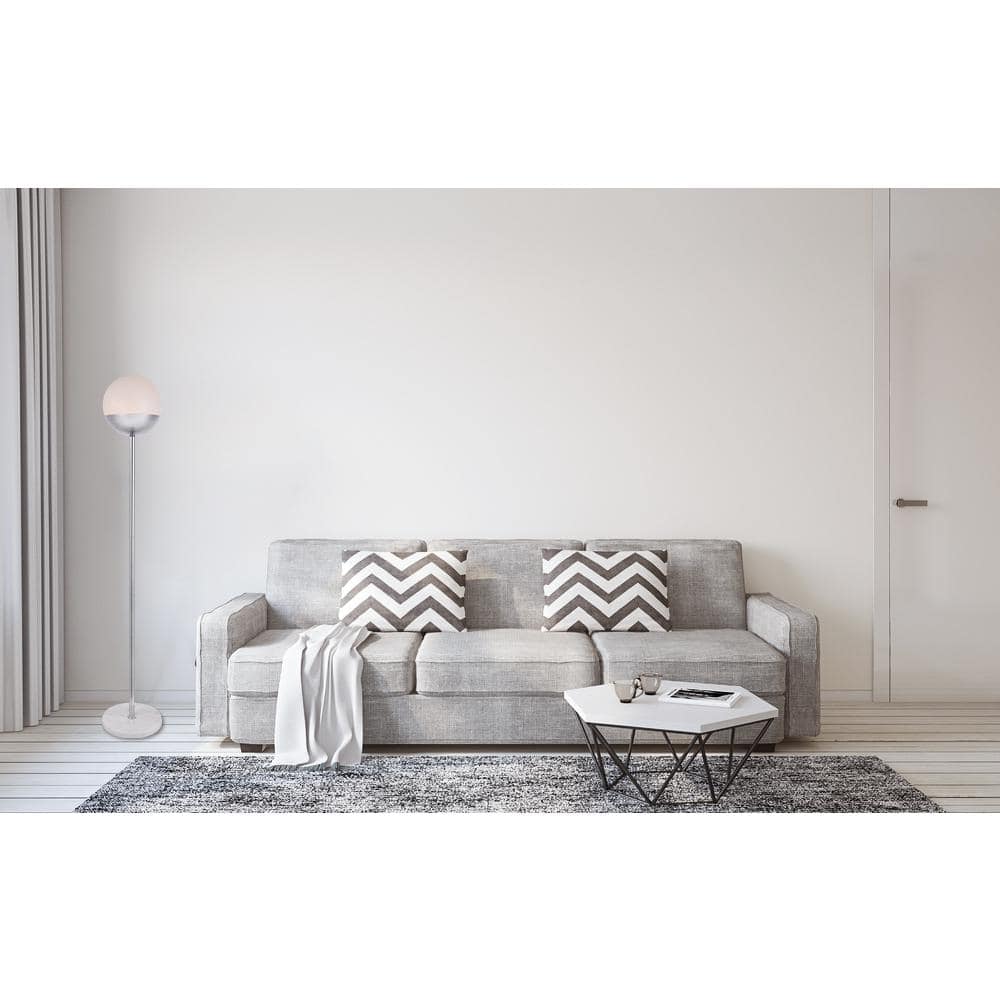 Living District - Eclipse 1 Light Chrome Floor Lamp With Frosted White Glass - Chrome And Frosted White