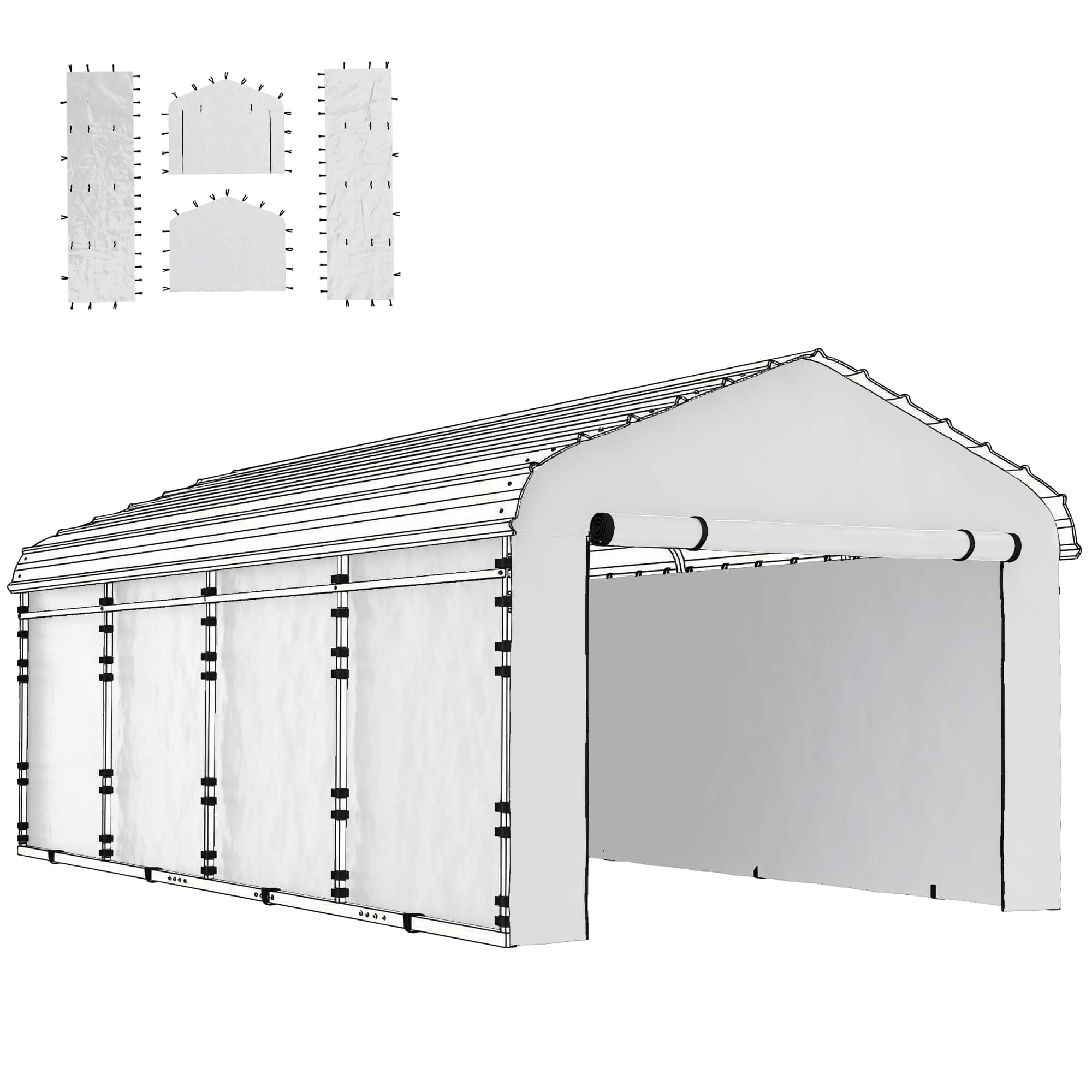 Outsunny - Carport Replacement Sidewall Panels Set of 4 for 10' x 15' Carports, Waterproof PE Tarp Replacement Side Wall Cover price history on PriceWatchPro