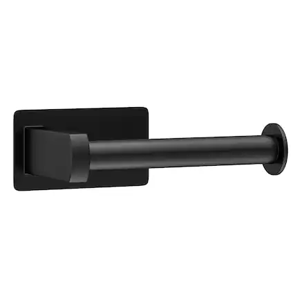 Front. Empava - Self-Adhesive Stainless Steel Single Post Wall Mounted Toilet Paper Roll Holder Stand no Drilling - Matte Black.