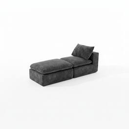 Loheer - Loheer- Modern Chenille Cloud Sofa 5.74x2.46x2.82 ft Modular Sectional Couch for Apartment Living Room - Dark Gray