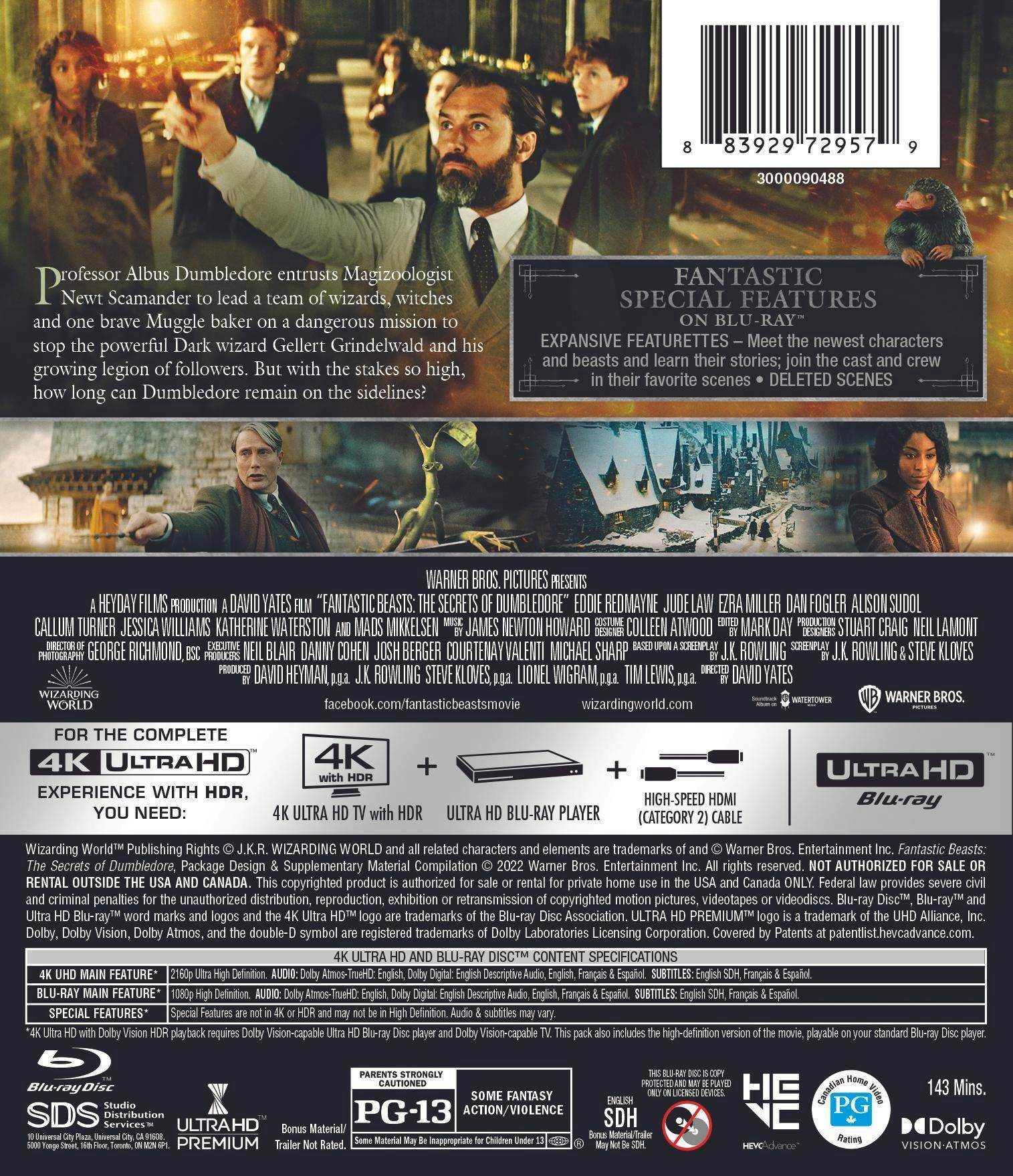 Back. Fantastic Beasts: The Secrets of Dumbledore   - 4K Blu-Ray.