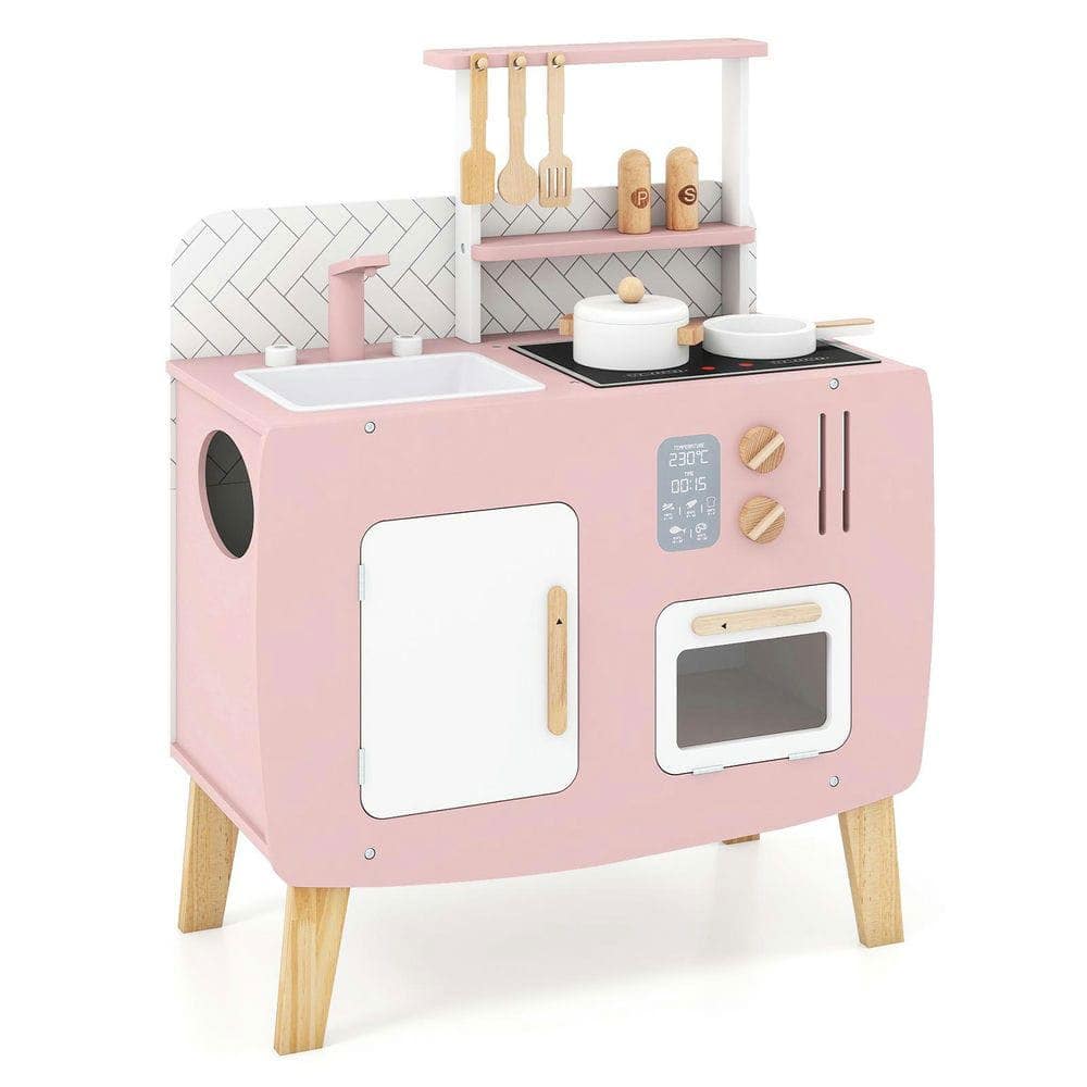 Resenkos - Kids Wooden Play Kitchen with Stove, Sink & Oven - Pretend Cooking Playset