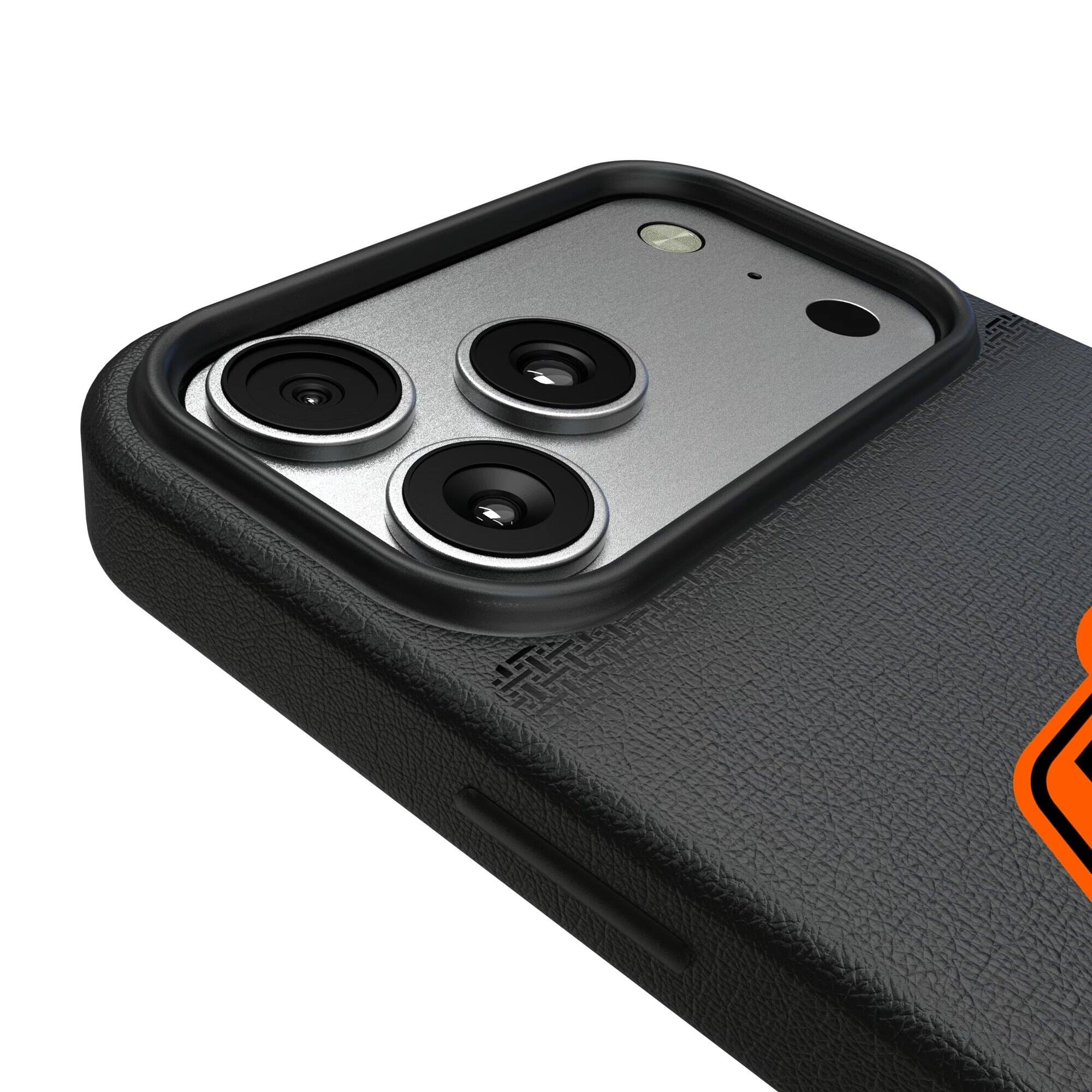 Alt View 2. Keyscaper - Oklahoma State Cowboys Linen Logo iPhone Magnetic Bump Case - 15 Pro - Black.