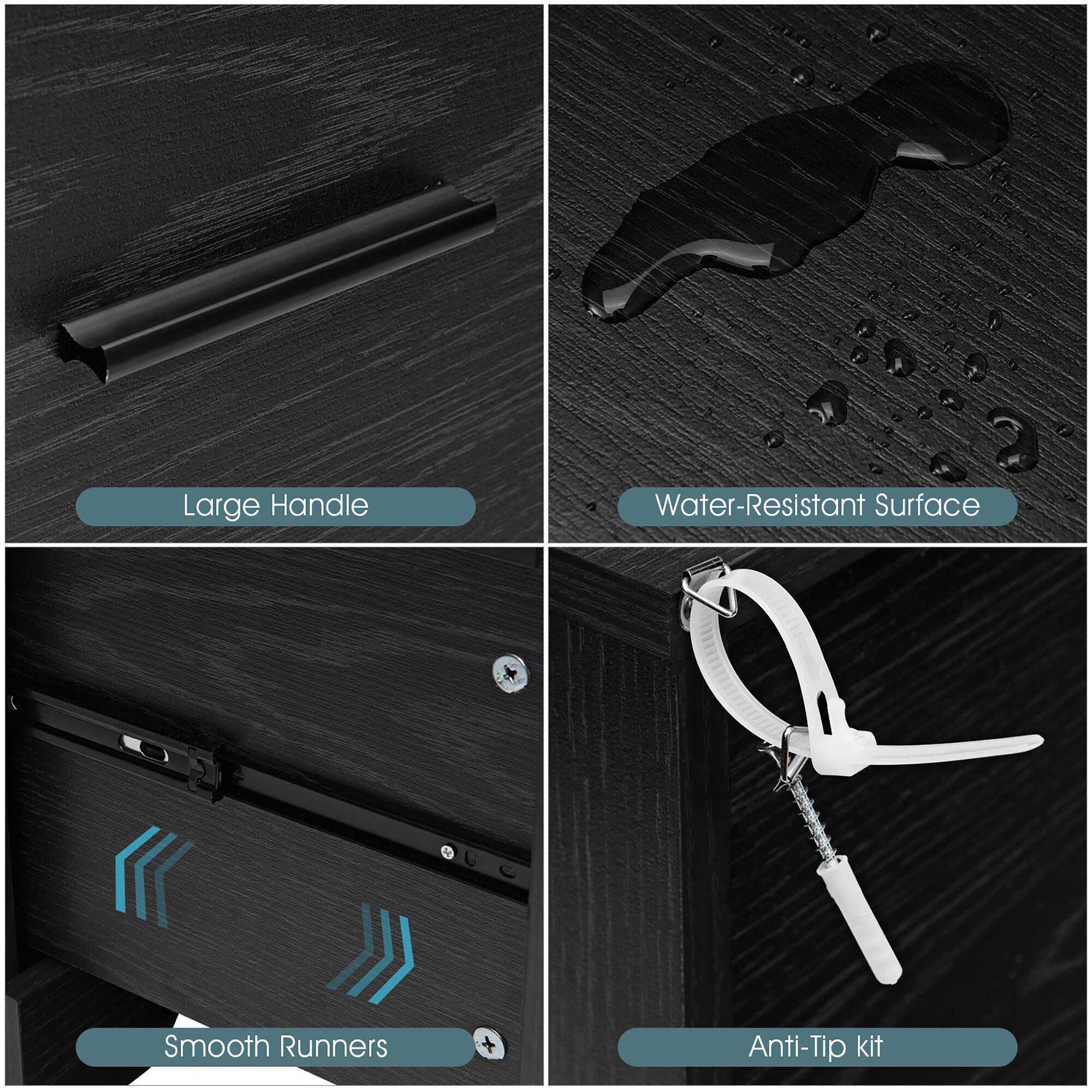 - Large Handle
- Water-Resistant Surface
- Smooth Runners
- Anti-Tip Kit