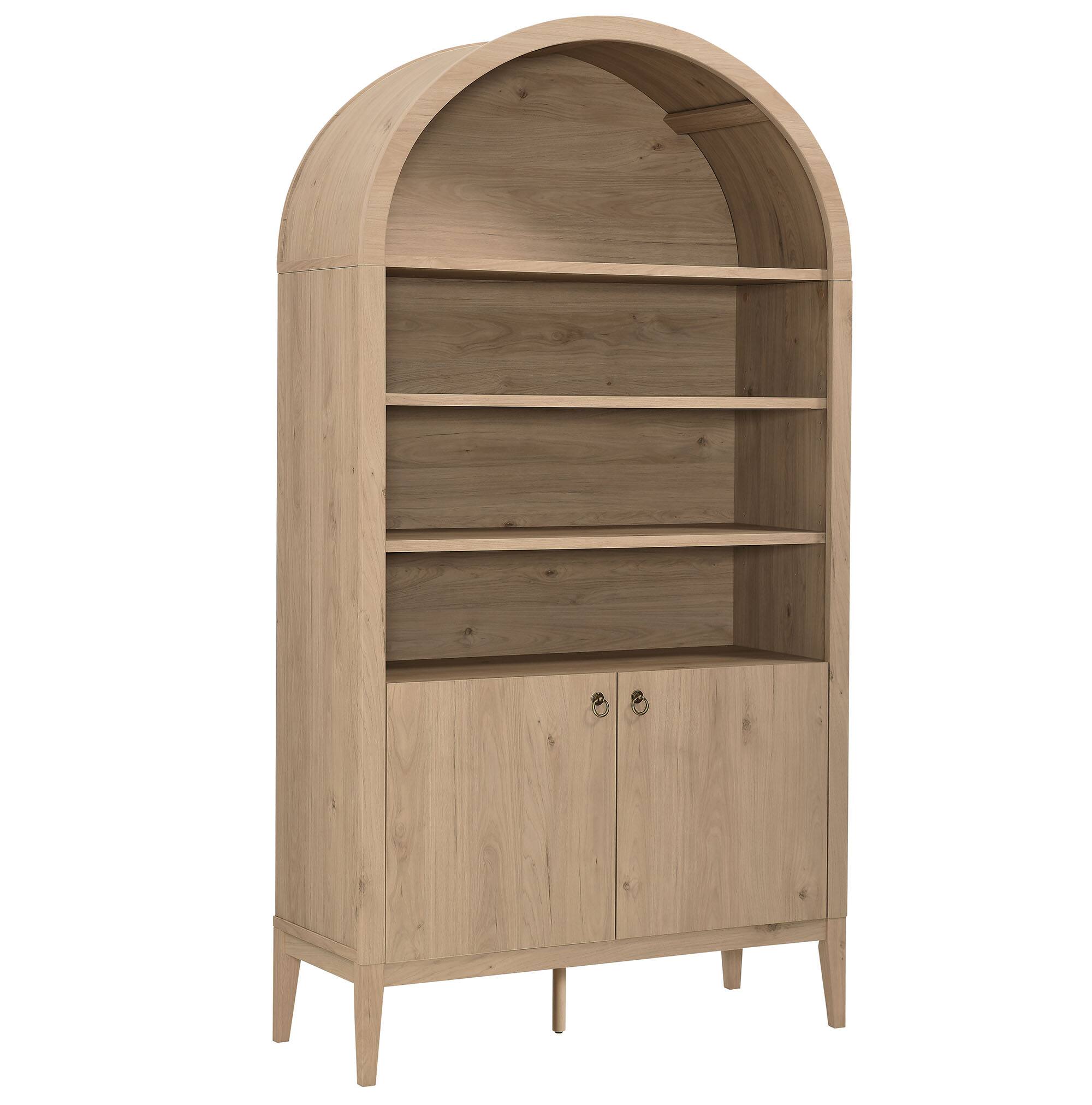 Angle. Modway - Nolan 74" Tall Wide Arched Storage Display Cabinet Bookshelf by Modway - Light Oak.