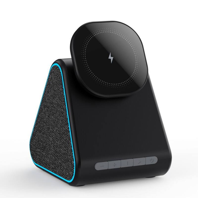 RISOKEYS - 15W Wireless Fast Charger - Magsafe Wireless Charger, Bluetooth Speaker, Phone Stand, Charging Ambient Light - Black