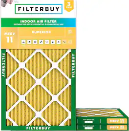 Filterbuy - 20x32x1 MERV 11 Pet & Allergy Defense, Electrostatic Pleated HVAC AC Furnace Air Filters Replacement (3-Pack) - Gold
