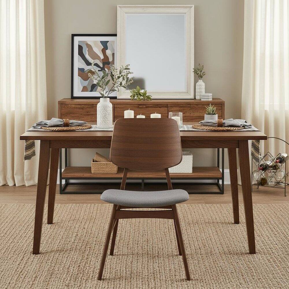 Alt View 3. FurniFact - Wood Dining Chair Set of 2 Mid-Century Dark Gray - Dark Gray.