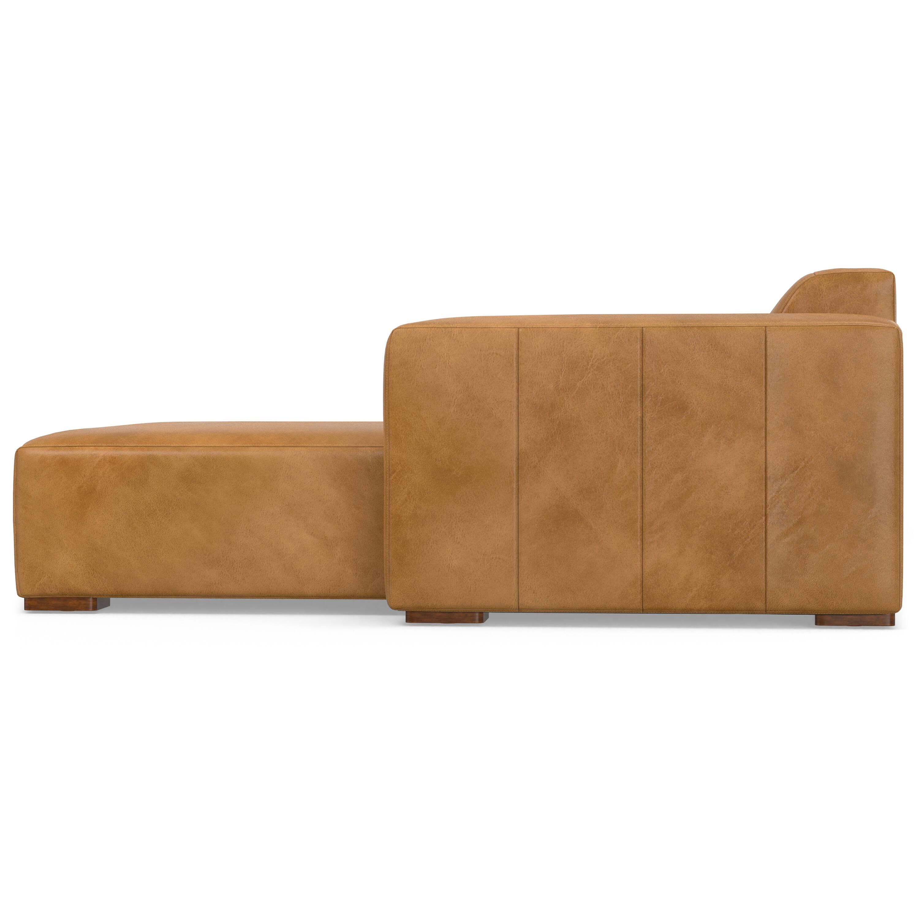 Alt View 2. Simpli Home - Rex Right-Facing Modular Sectional Sofa in Genuine Leather - Sienna.
