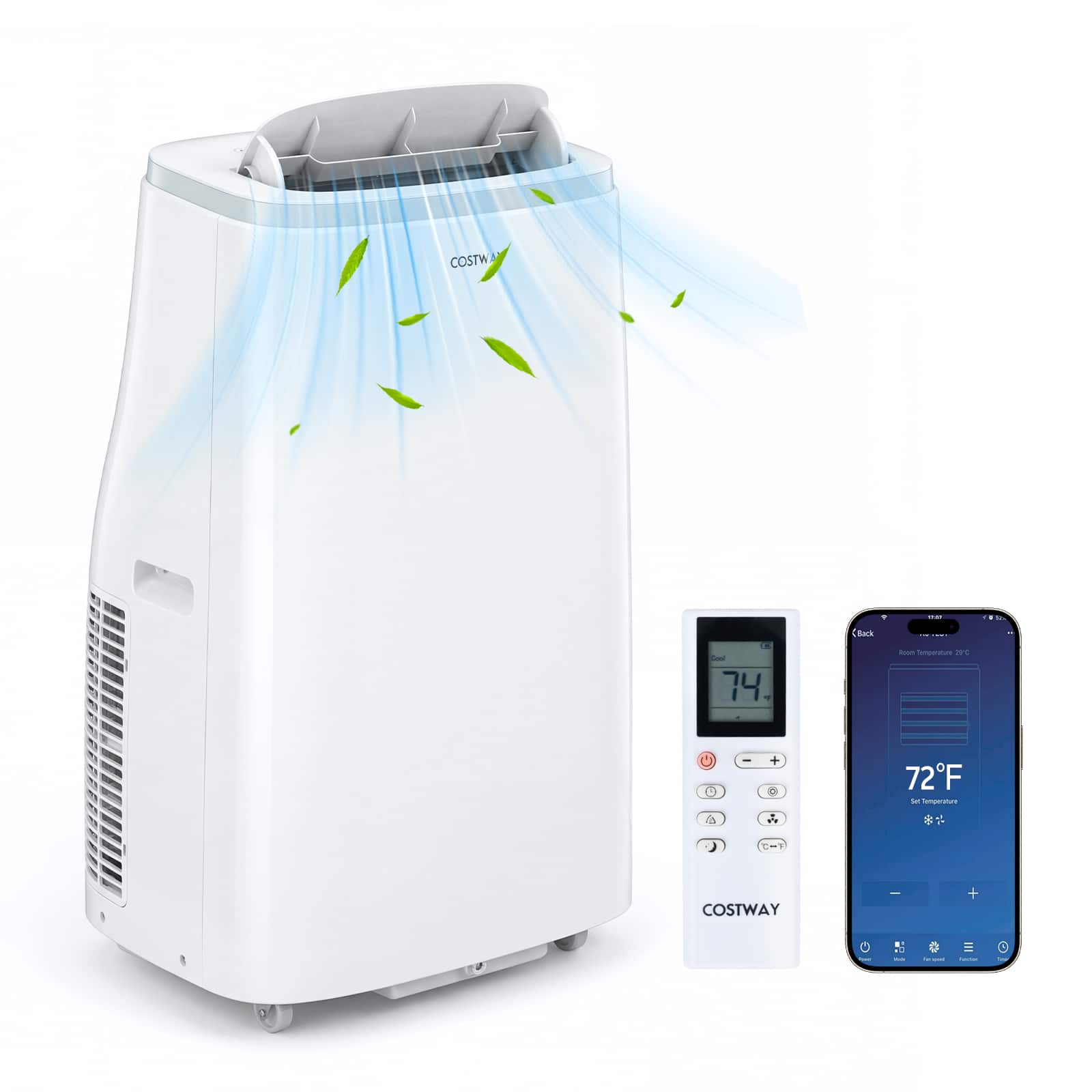 Costway - 15000 BTU Portable Air Conditioner with Fan, Dehumidifier, Sleep Mode, 24H Timer - White