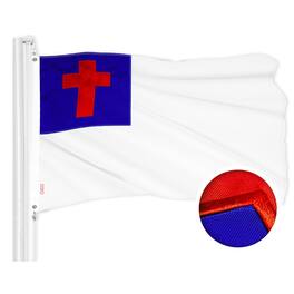 G128 - Christian Flag, 1 x 1.5 ft Embroidered Polyester with Brass Grommets - Assorted Colors